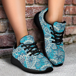 Turquoise Floral Bohemian Pattern Print Sport Shoes GearFrost