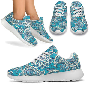 Turquoise Floral Bohemian Pattern Print Sport Shoes GearFrost