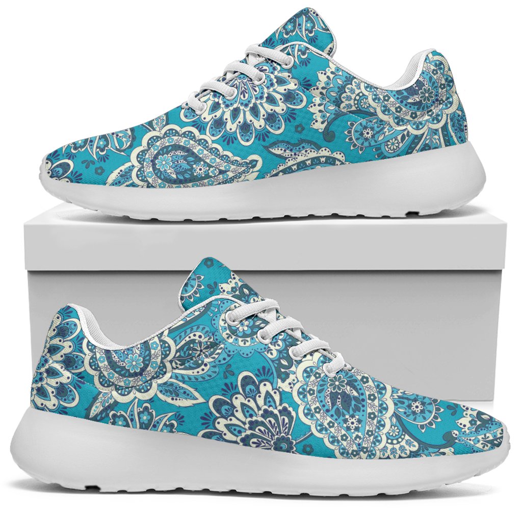 Turquoise Floral Bohemian Pattern Print Sport Shoes GearFrost