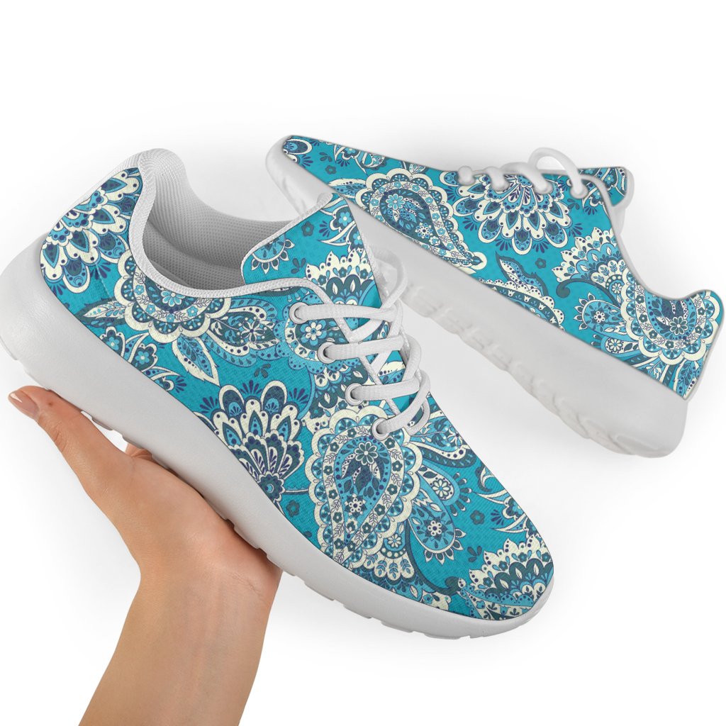 Turquoise Floral Bohemian Pattern Print Sport Shoes GearFrost