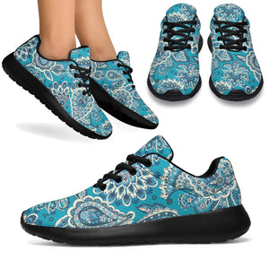 Turquoise Floral Bohemian Pattern Print Sport Shoes GearFrost