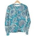 Turquoise Floral Bohemian Pattern Print Women's Crewneck Sweatshirt
