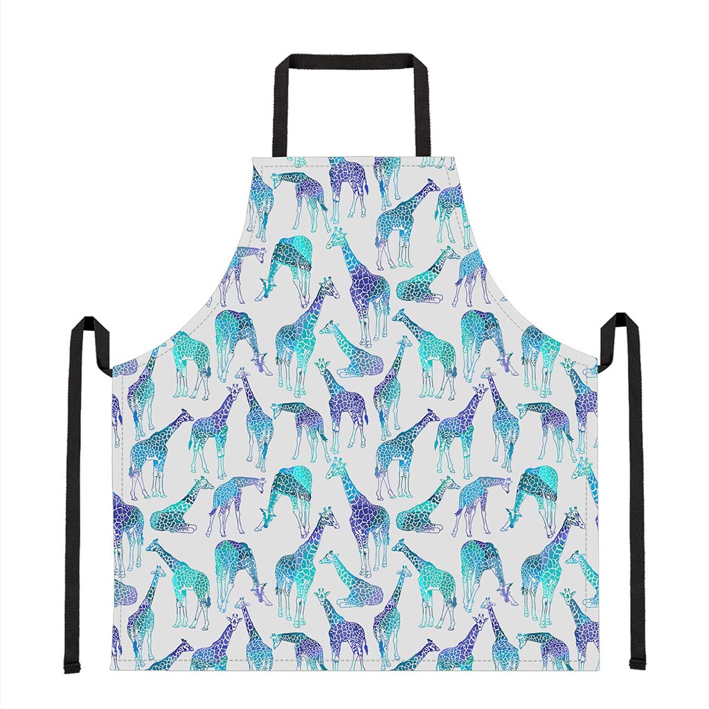 Turquoise Giraffe Pattern Print Apron