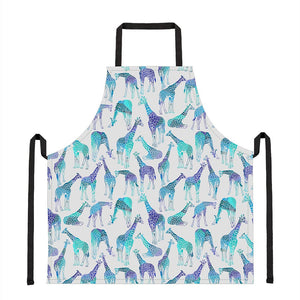 Turquoise Giraffe Pattern Print Apron