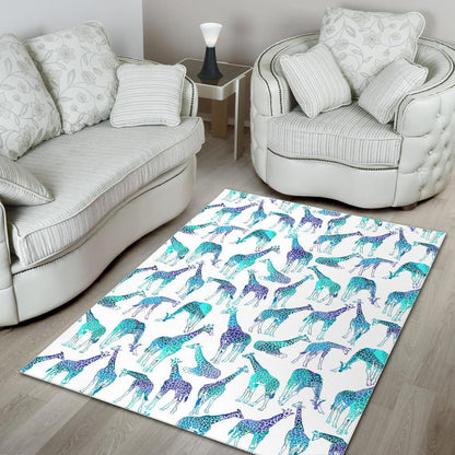 Turquoise Giraffe Pattern Print Area Rug GearFrost