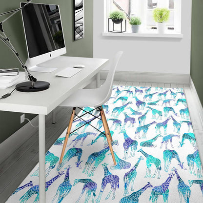 Turquoise Giraffe Pattern Print Area Rug GearFrost