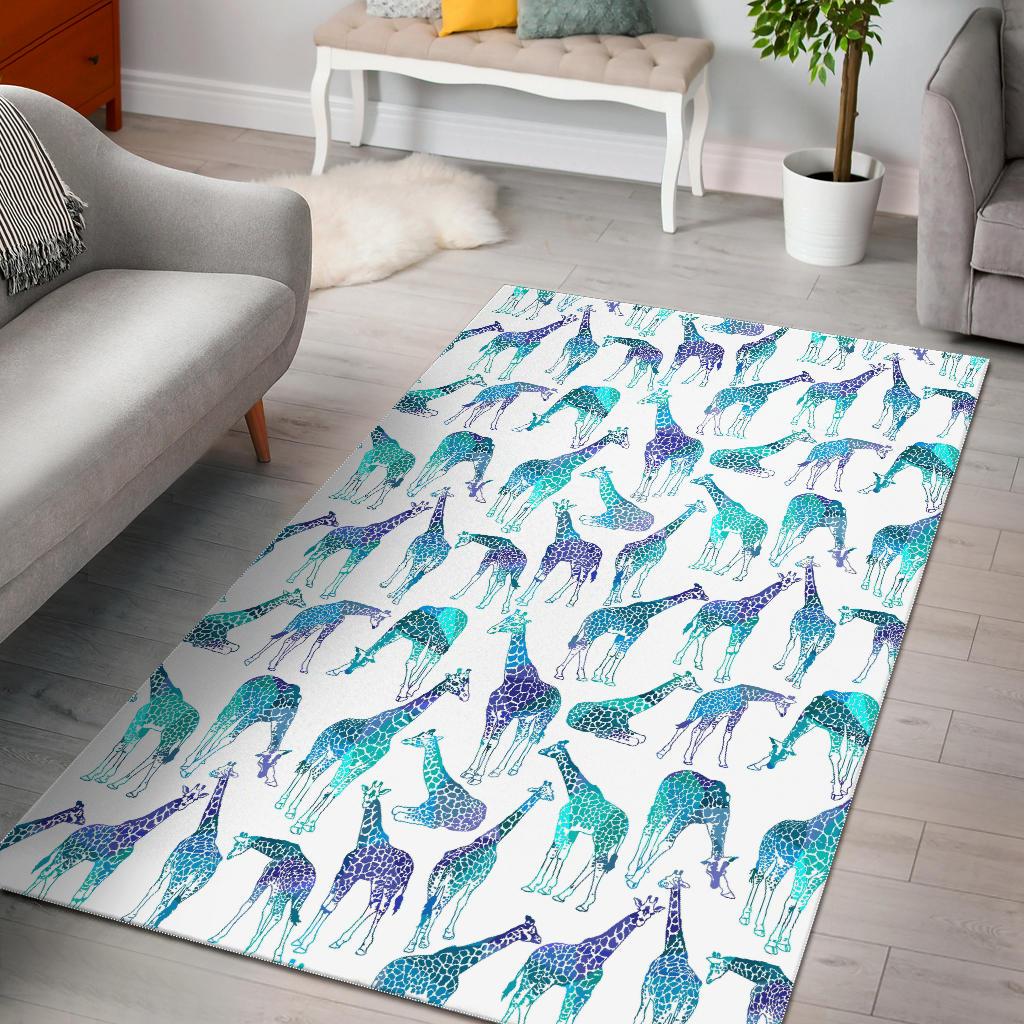 Turquoise Giraffe Pattern Print Area Rug GearFrost