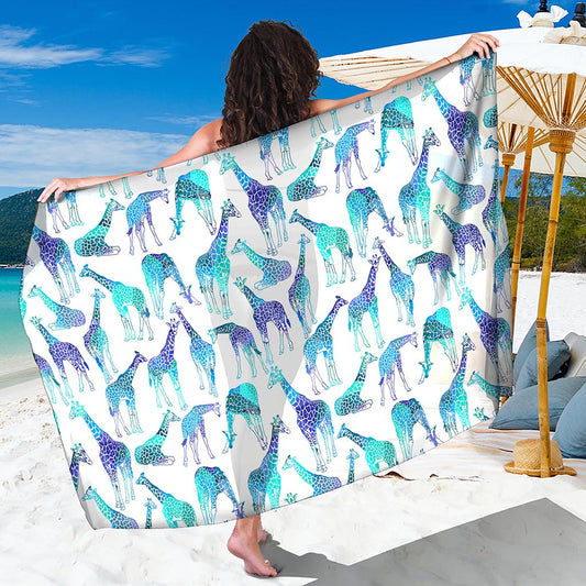 Turquoise Giraffe Pattern Print Beach Sarong Wrap
