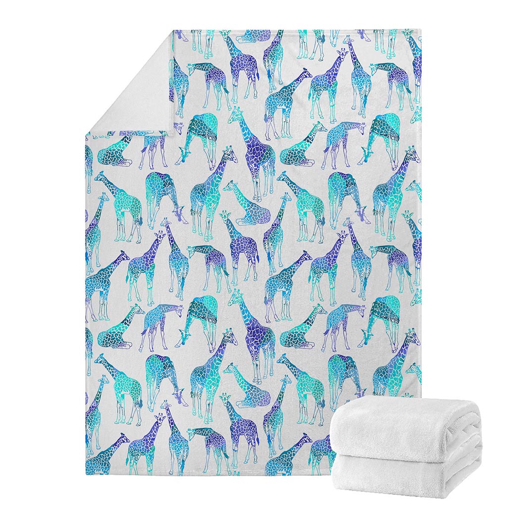 Turquoise Giraffe Pattern Print Blanket