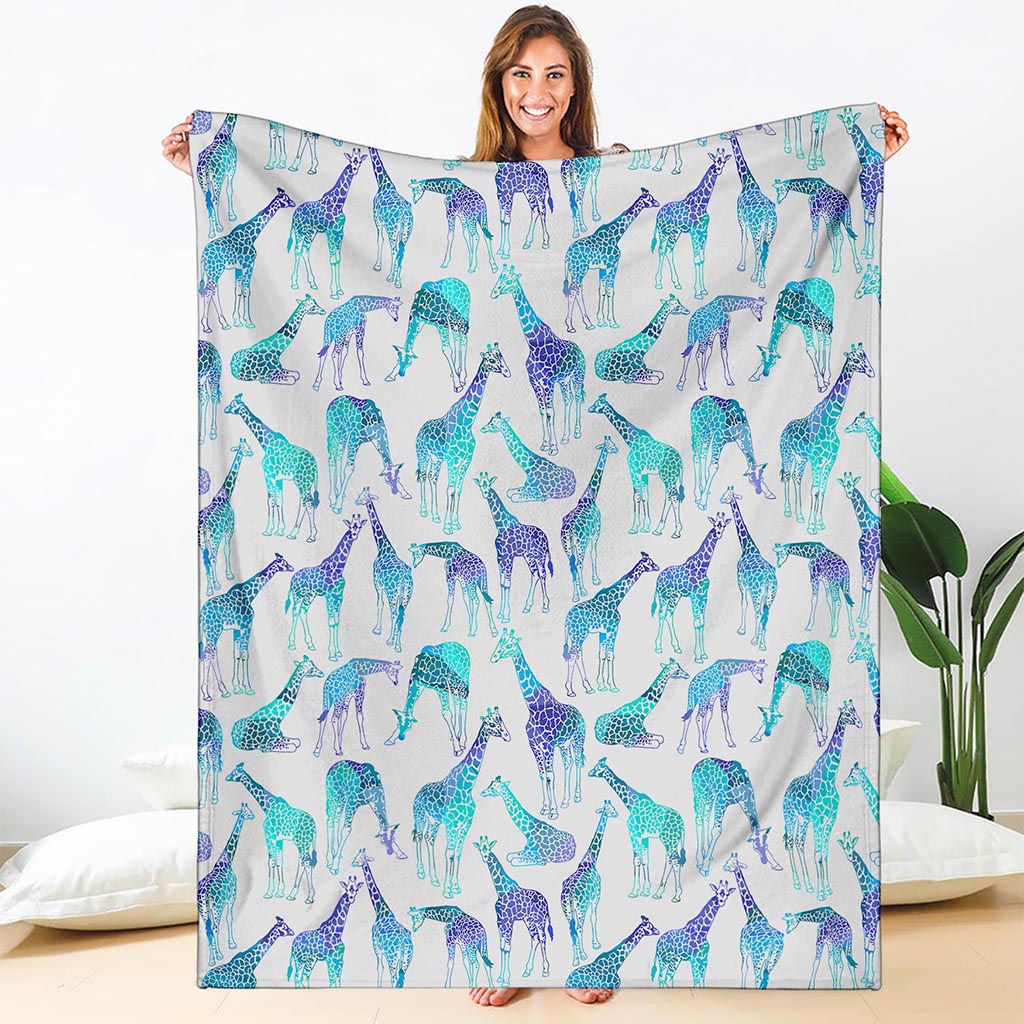 Turquoise Giraffe Pattern Print Blanket