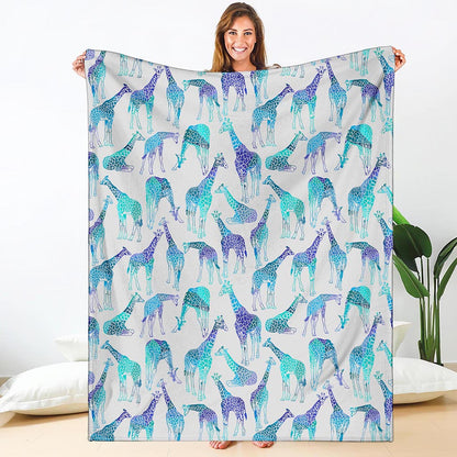 Turquoise Giraffe Pattern Print Blanket