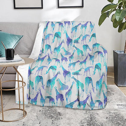 Turquoise Giraffe Pattern Print Blanket