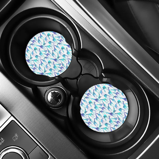 Turquoise Giraffe Pattern Print Car Coasters