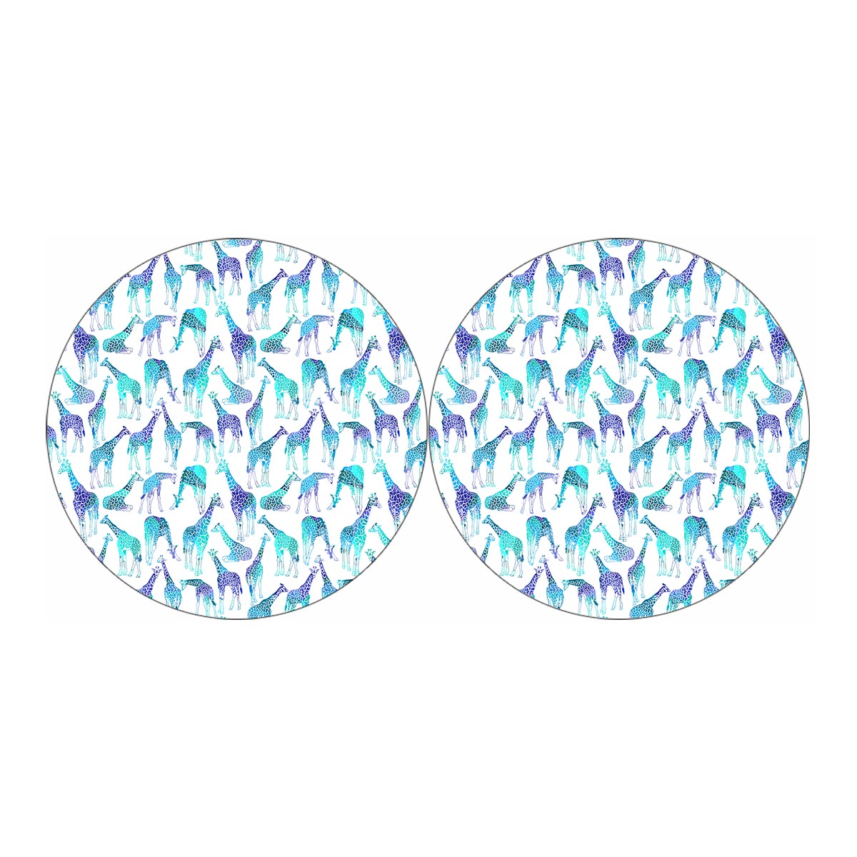 Turquoise Giraffe Pattern Print Car Coasters