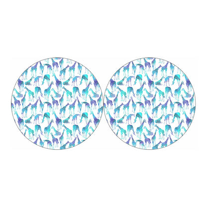 Turquoise Giraffe Pattern Print Car Coasters