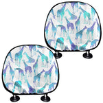 Turquoise Giraffe Pattern Print Car Headrest Covers