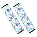 Turquoise Giraffe Pattern Print Car Seat Belt Covers