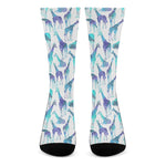 Turquoise Giraffe Pattern Print Crew Socks