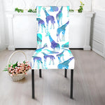 Turquoise Giraffe Pattern Print Dining Chair Slipcover