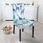 Turquoise Giraffe Pattern Print Dining Chair Slipcover
