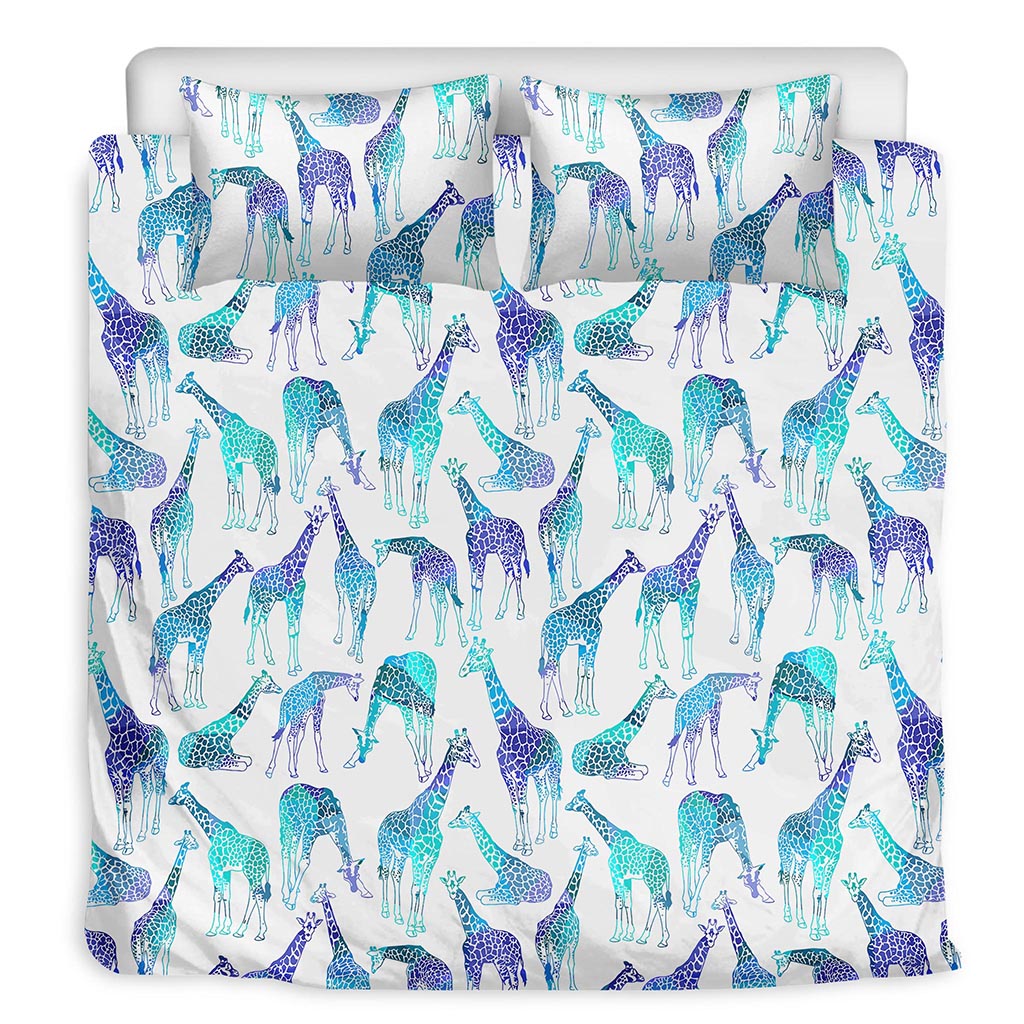 Turquoise Giraffe Pattern Print Duvet Cover Bedding Set