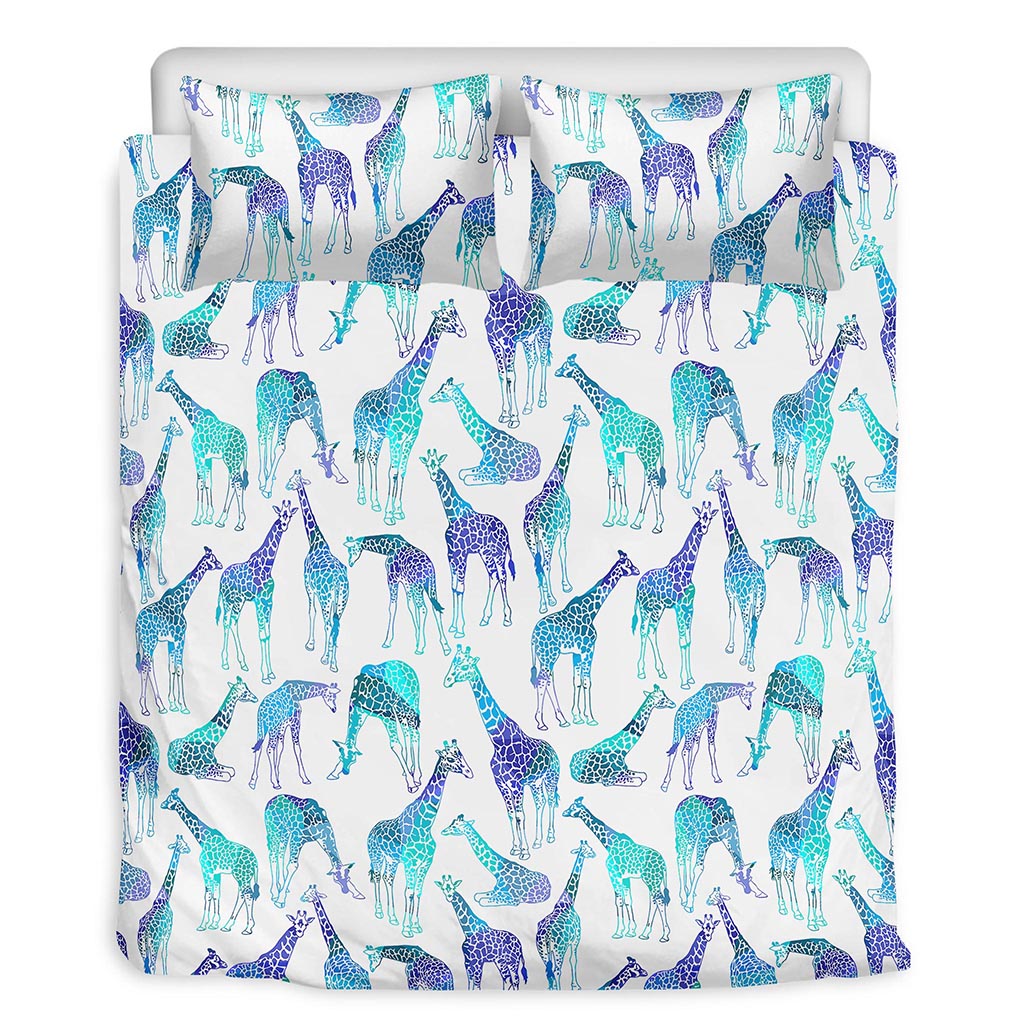 Turquoise Giraffe Pattern Print Duvet Cover Bedding Set