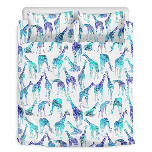 Turquoise Giraffe Pattern Print Duvet Cover Bedding Set