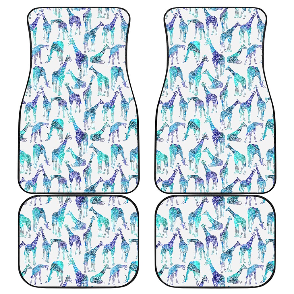 Turquoise Giraffe Pattern Print Front and Back Car Floor Mats
