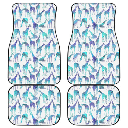 Turquoise Giraffe Pattern Print Front and Back Car Floor Mats