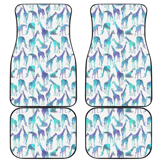 Turquoise Giraffe Pattern Print Front and Back Car Floor Mats