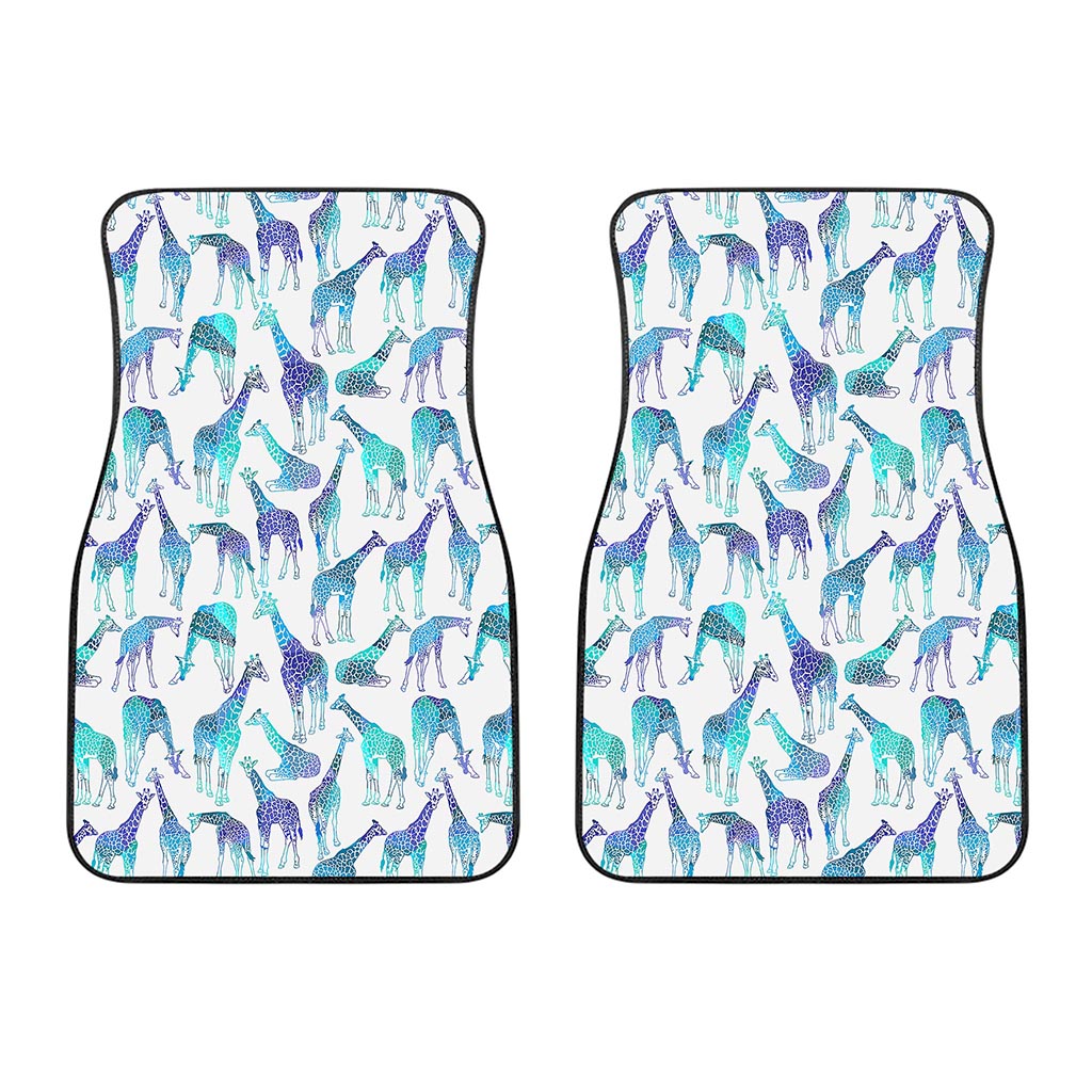 Turquoise Giraffe Pattern Print Front Car Floor Mats