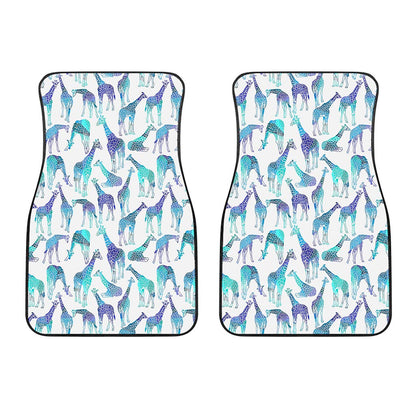 Turquoise Giraffe Pattern Print Front Car Floor Mats