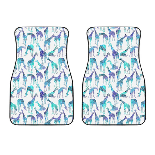 Turquoise Giraffe Pattern Print Front Car Floor Mats