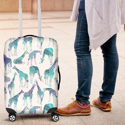 Turquoise Giraffe Pattern Print Luggage Cover GearFrost