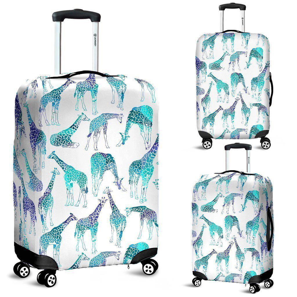 Turquoise Giraffe Pattern Print Luggage Cover GearFrost