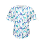 Turquoise Giraffe Pattern Print Men's Baseball Jersey