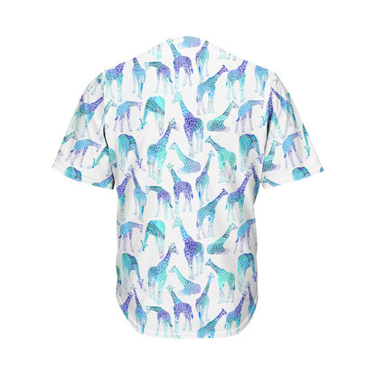 Turquoise Giraffe Pattern Print Men's Baseball Jersey