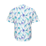 Turquoise Giraffe Pattern Print Men's Baseball Jersey