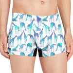 Turquoise Giraffe Pattern Print Men's Boxer Briefs