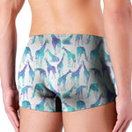 Turquoise Giraffe Pattern Print Men's Boxer Briefs