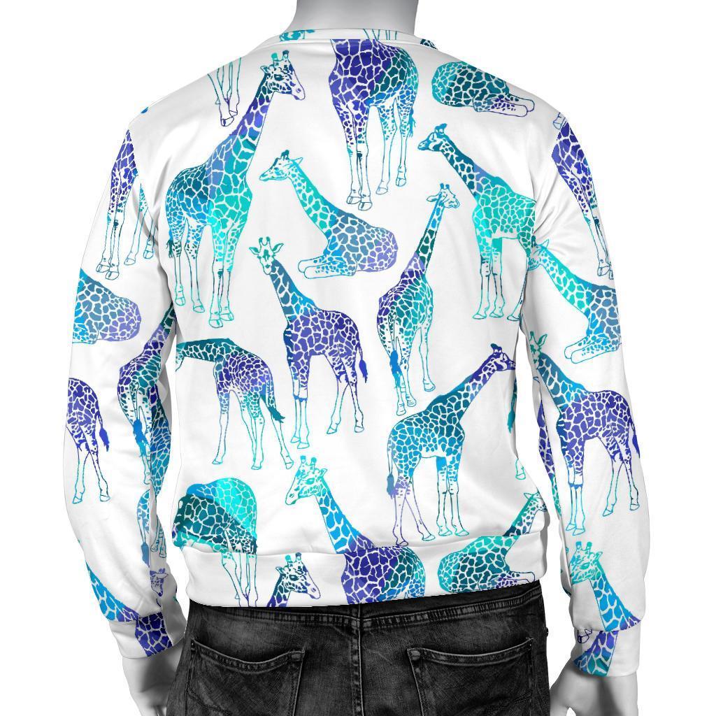 Turquoise Giraffe Pattern Print Men's Crewneck Sweatshirt GearFrost