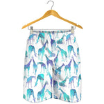 Turquoise Giraffe Pattern Print Men's Shorts