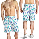 Turquoise Giraffe Pattern Print Men's Shorts