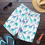 Turquoise Giraffe Pattern Print Men's Shorts
