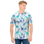 Turquoise Giraffe Pattern Print Men's T-Shirt