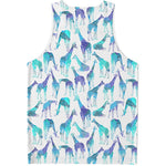 Turquoise Giraffe Pattern Print Men's Tank Top