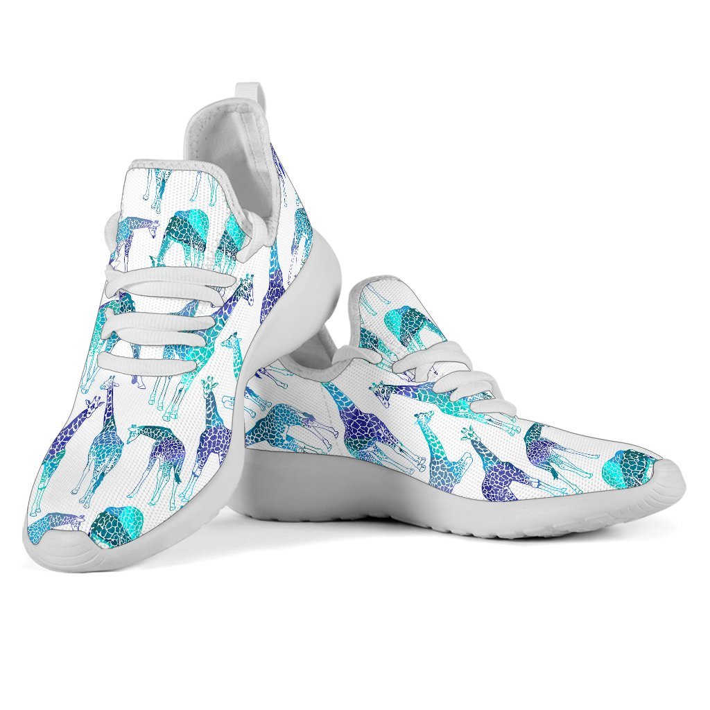 Turquoise Giraffe Pattern Print Mesh Knit Shoes GearFrost