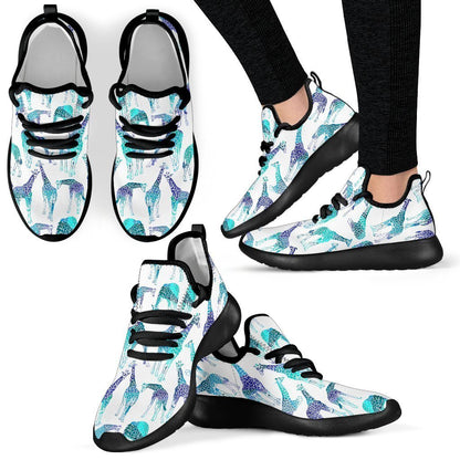 Turquoise Giraffe Pattern Print Mesh Knit Shoes GearFrost
