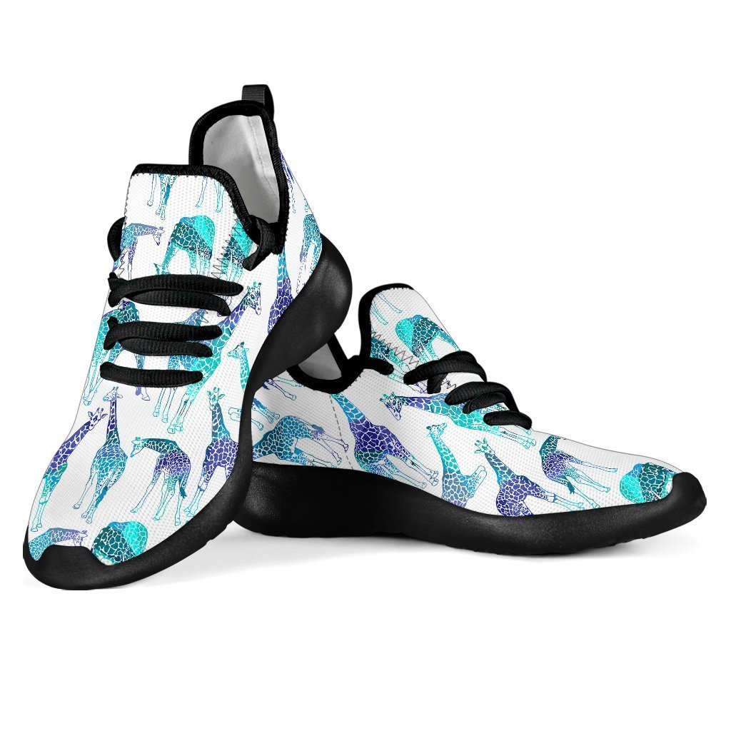 Turquoise Giraffe Pattern Print Mesh Knit Shoes GearFrost