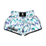 Turquoise Giraffe Pattern Print Muay Thai Boxing Shorts